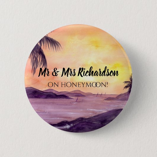 Badge Rond 5 Cm Coucher de soleil en tropiques par Farida Greenfie (Devant)