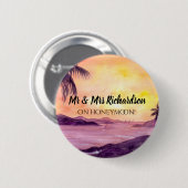 Badge Rond 5 Cm Coucher de soleil en tropiques par Farida Greenfie (Devant & derrière)