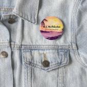 Badge Rond 5 Cm Coucher de soleil en tropiques par Farida Greenfie (En situation)