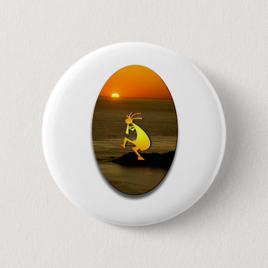 Badge Rond 5 Cm Coucher de soleil Kokopelli #2 (Devant)
