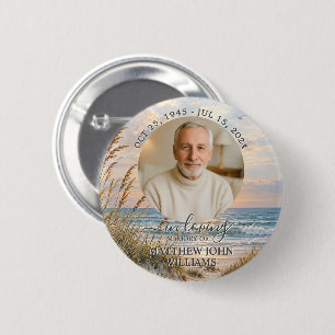 Badge Rond 5 Cm Coucher de soleil océanique côtier Photo deuil fun