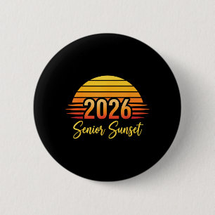 Badge Rond 5 Cm Coucher de soleil senior Rétro Diplômé Cl 2026 Gra