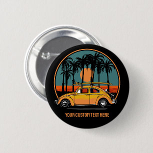 Badge Rond 5 Cm Coucher de soleil Tropical de texte personnalisé