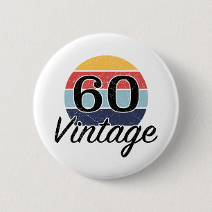 Badge Rond 5 Cm Coucher de soleil vintage du 60e anniversaire