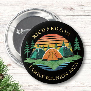 Badge Rond 5 Cm Coucher de soleil Vintage personnalisé Camping Fam