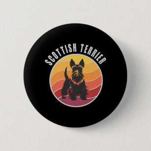 Badge Rond 5 Cm Coucher de soleil vintage Scottish Terrier