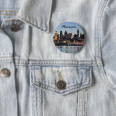 Badge Rond 5 Cm Coucher du soleil de Philly (En situation)
