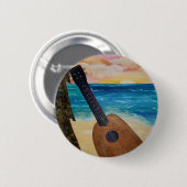 Badge Rond 5 Cm coucher du soleil d'Hawaï (Devant & derrière)