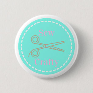 Badge Rond 5 Cm Coudre Crafty Pastel Rose Grey Aqua