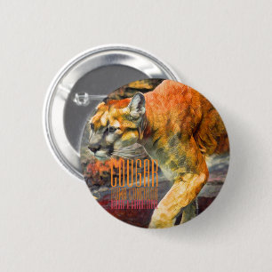 Badge Rond 5 Cm Cougar [Insigne rond d'étui]