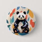 Badge Rond 5 Cm Couleur assis Panda Ours Matisse Inspiré (Devant)