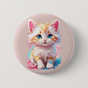Badge Rond 5 Cm Couleur Cute Kawaii Kitten