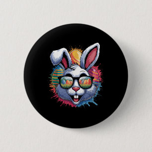 Badge Rond 5 Cm Couleur éclaboussure Easter Bunny OE Chasse Bright