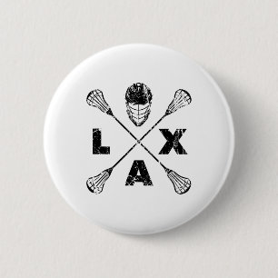Badge Rond 5 Cm Couleur noire de l'axe de croix de Lacrosse