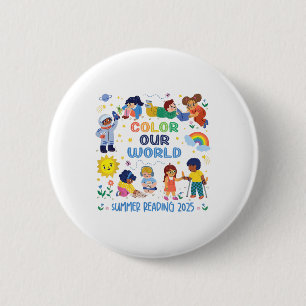 Badge Rond 5 Cm Couleur Notre Monde Lecture Été 2025 Réserver Enfa