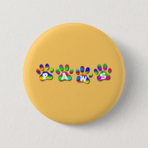 Badge Rond 5 Cm Couleur Pawprints d'arc-en-ciel de pattes