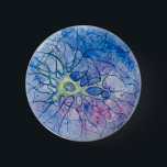 Badge Rond 5 Cm Couleur pour aquarelle de neurone<br><div class="desc">Le besoin et neurone supplémentaire ? Art de neurone ! Pour tout le geeks de biosciences là !

C'est une illustration pour aquarelle d'un neurone cultivé fait par moi.</div>