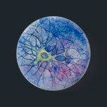 Badge Rond 5 Cm Couleur pour aquarelle de neurone<br><div class="desc">Le besoin et neurone supplémentaire ? Art de neurone ! Pour tout le geeks de biosciences là !

C'est une illustration pour aquarelle d'un neurone cultivé fait par moi.</div>