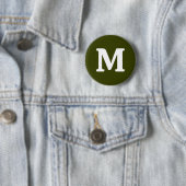 Badge Rond 5 Cm Couleur solide vert olive foncé (En situation)