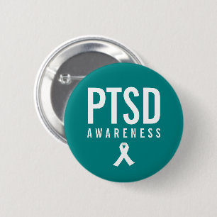 Badge Rond 5 Cm Couleur Turquoise de sensibilisation PTSD