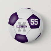 Badge Rond 5 Cm couleur violet blanc de l'équipe de football perso (Devant)