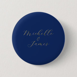 Badge Rond 5 Cm Couleurs Bleu & Or Nom Professionnel Tendance Mode
