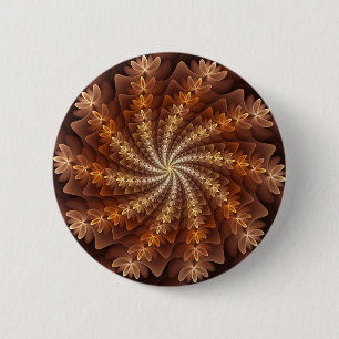 Badge Rond 5 Cm Couleurs chaudes, Trippy Moderne Motif d'art fract
