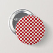 Badge Rond 5 Cm Couleurs Checkered rouges et blanches de BBQ de (Devant & derrière)