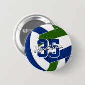 Badge Rond 5 Cm couleurs de l'équipe de volley-ball bleu vert (Devant & derrière)