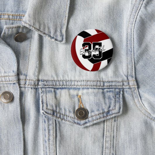 Badge Rond 5 Cm couleurs de l'équipe de volley-ball noir (En situation)