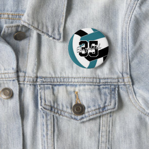 Badge Rond 5 Cm Couleurs turquoises de l'équipe de volley-ball noi
