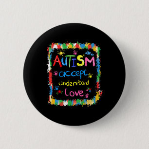 Badge Rond 5 Cm Coup de pinceau Sensibilisation à l'autisme Accept