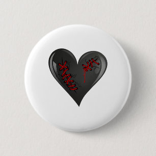 Badge Rond 5 Cm Coupe de saignement noir Coeur de guérison brisé o