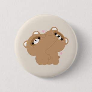 Badge Rond 5 Cm Couple castor mignon