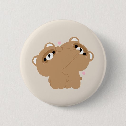 Badge Rond 5 Cm Couple castor mignon (Devant)