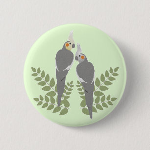 Badge Rond 5 Cm Couple de cockatiels