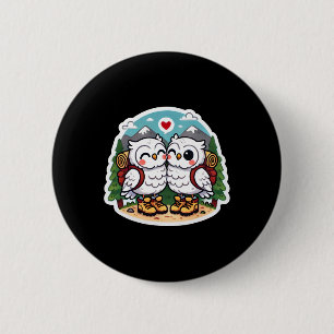 Badge Rond 5 Cm Couple d'hibou amoureux
