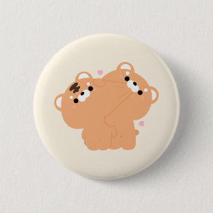 Badge Rond 5 Cm Couple Tigre mignon