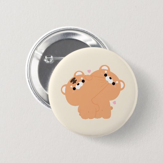 Badge Rond 5 Cm Couple Tigre mignon (Devant & derrière)