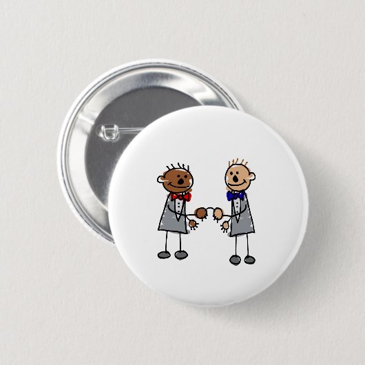 Badge Rond 5 Cm Couples gais interraciaux (Devant & derrière)