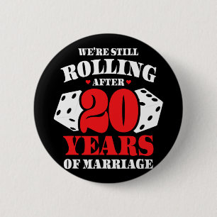 Badge Rond 5 Cm Couples mariés 20 ans - Funny 20e Mariage Anni