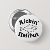 Badge Rond 5 Cm Coups de pied du flétan (Devant & derrière)
