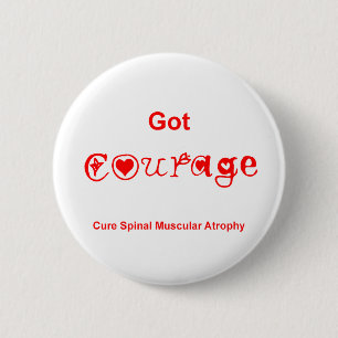 Badge Rond 5 Cm Courage obtenu - rouge