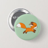Badge Rond 5 Cm Coureur de renard mignon sur vert (Devant & derrière)