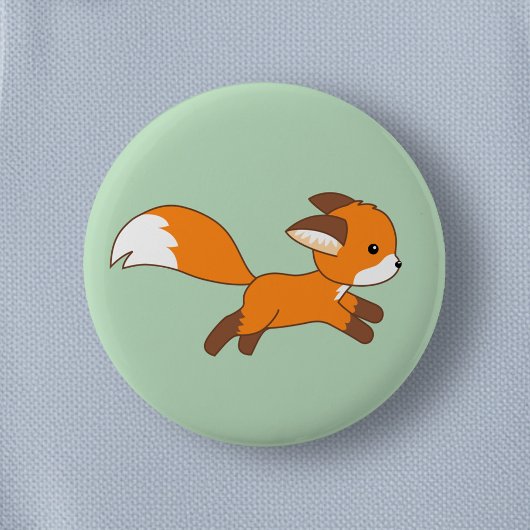 Badge Rond 5 Cm Coureur de renard mignon sur vert