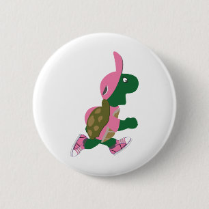 Badge Rond 5 Cm Coureur de tortue mûre dans PInk