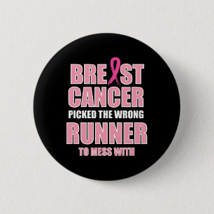 Badge Rond 5 Cm Coureur Et Coureur De Sensibilisation Au Cancer Du