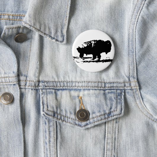 Badge Rond 5 Cm Courir Buffalo Bison Pop Art (En situation)