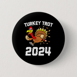 Badge Rond 5 Cm Courir La Turquie Trot Thanksgiving 2024 Pour Les