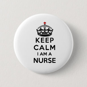Badge Rond 5 Cm couronne croix rouge Keep Calm Je suis une infirmi